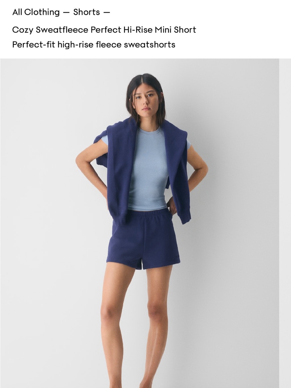 Cozy Hi-Rise Fleece Sweatshorts - Harbor Navy - NWT
